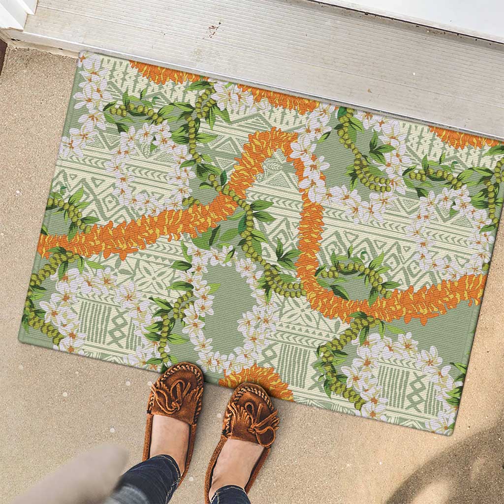 Aloha Festive Hawaii Rubber Doormat Mokihana - Maile Leis in Muted Summer - Polynesian Pride