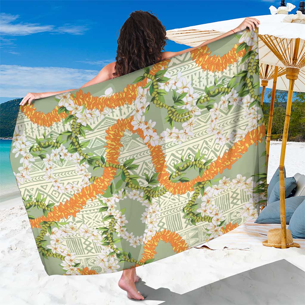 Aloha Festive Hawaii Sarong Mokihana - Maile Leis in Muted Summer - Polynesian Pride
