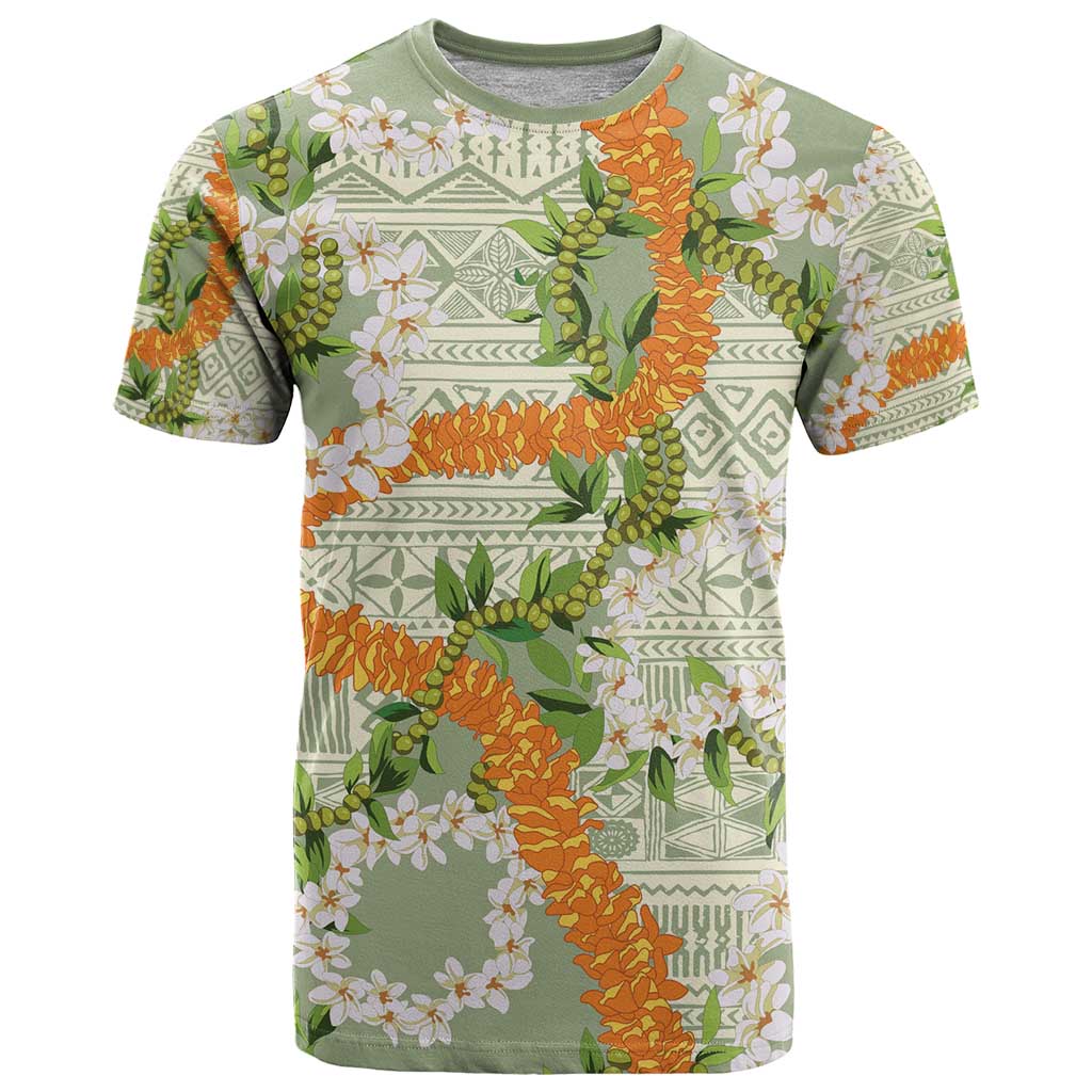 Aloha Festive Hawaii T Shirt Mokihana - Maile Leis in Muted Summer - Polynesian Pride