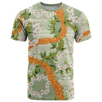 Aloha Festive Hawaii T Shirt Mokihana - Maile Leis in Muted Summer - Polynesian Pride