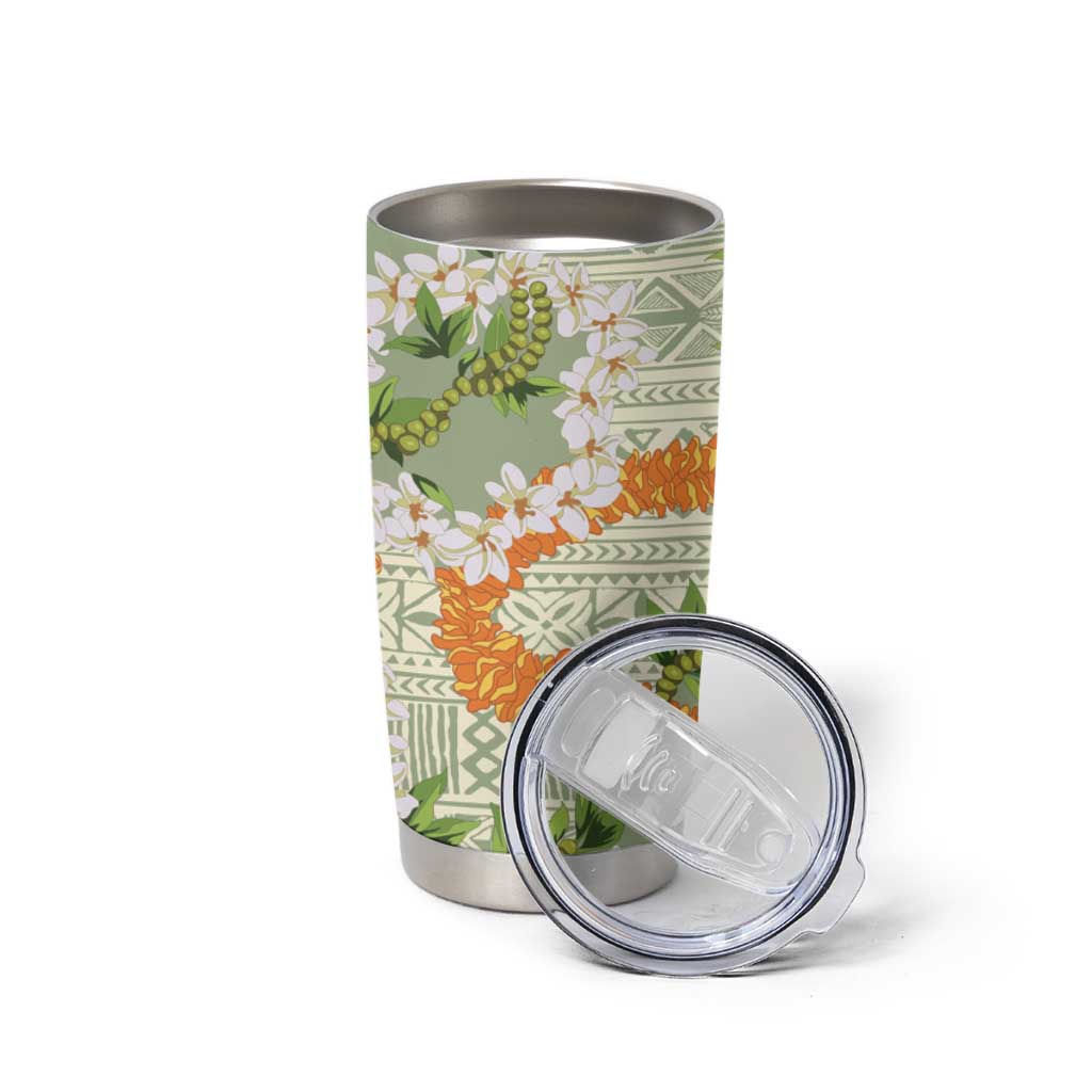 Aloha Festive Hawaii Tumbler Cup Mokihana - Maile Leis in Muted Summer - Polynesian Pride