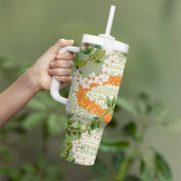 Aloha Festive Hawaii Tumbler With Handle Mokihana - Maile Leis in Muted Summer - Polynesian Pride