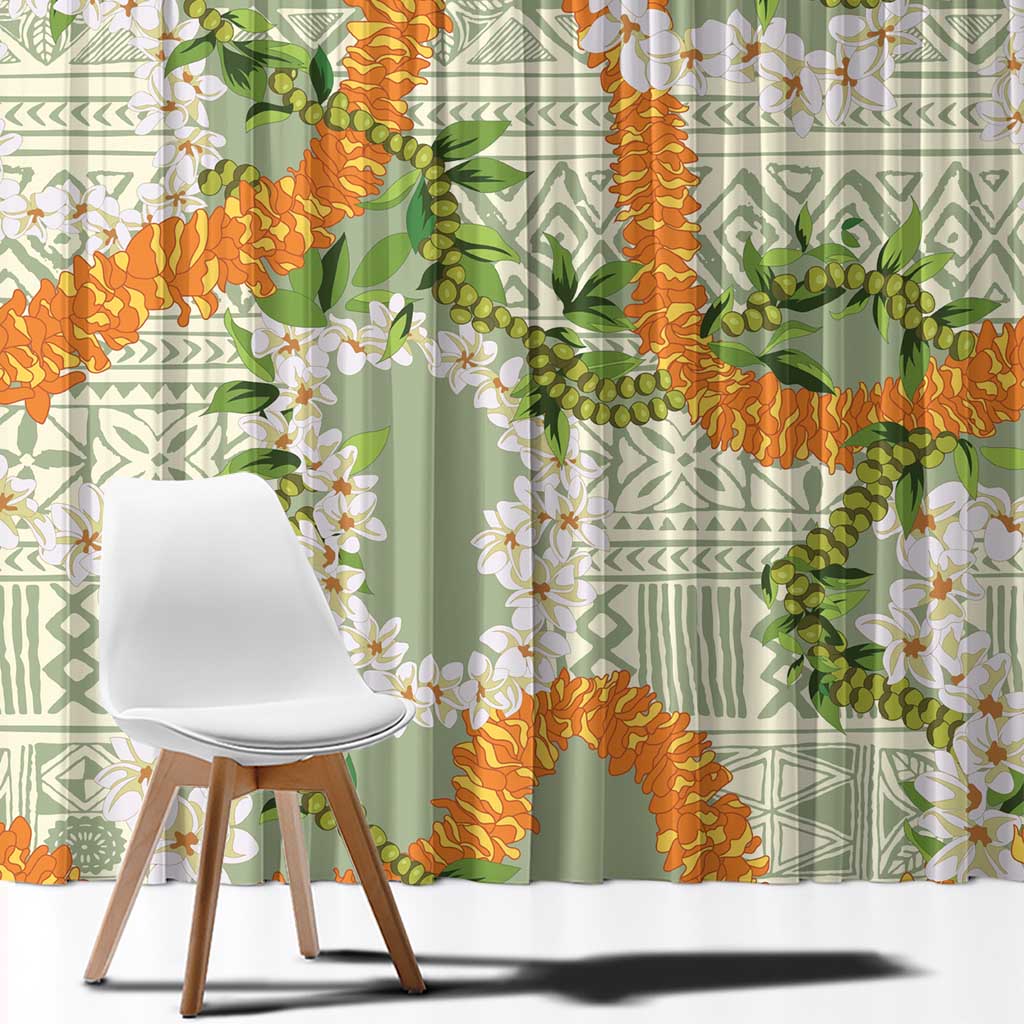 Aloha Festive Hawaii Window Curtain Mokihana - Maile Leis in Muted Summer - Polynesian Pride