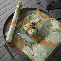 Aloha Festive Hawaii Wrapping Paper Mokihana - Maile Leis in Muted Summer