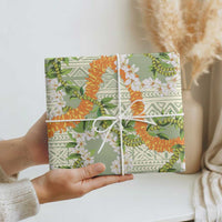 Aloha Festive Hawaii Wrapping Paper Mokihana - Maile Leis in Muted Summer