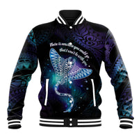 Polynesian Tala Manta Ray Baseball Jacket Nowhere You Could Go That I Won't Be With You LT7 Unisex Purple Teal - Polynesian Pride