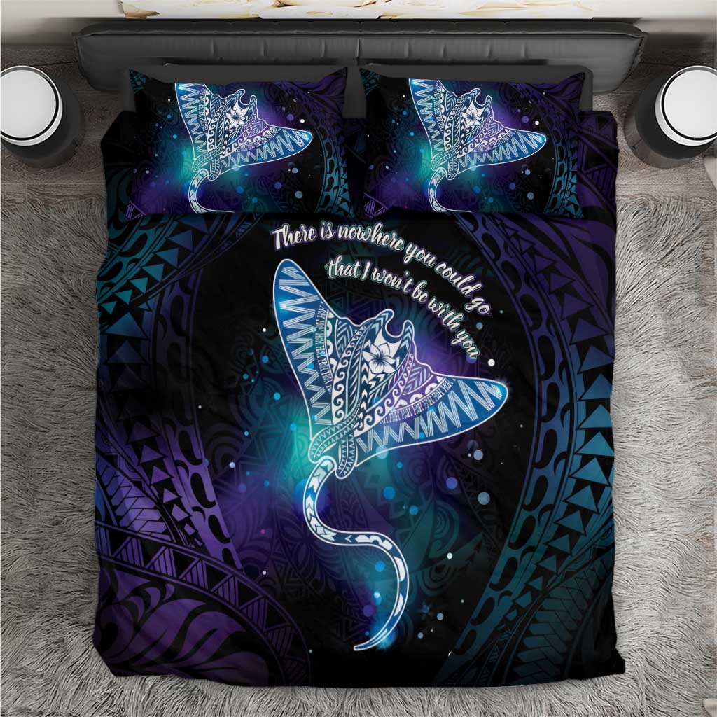 Polynesian Tala Manta Ray Bedding Set Nowhere You Could Go That I Won't Be With You LT7 Purple Teal - Polynesian Pride
