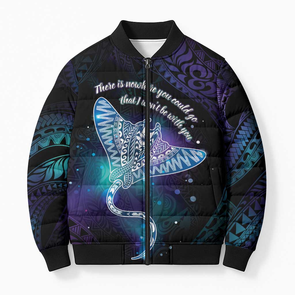 Polynesian Tala Manta Ray Bomber Puffer Jacket Nowhere You Could Go That I Won't Be With You LT7 Unisex Purple Teal - Polynesian Pride