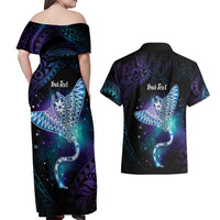 Polynesian Tala Manta Ray Couples Matching Off Shoulder Maxi Dress and Hawaiian Shirt Nowhere You Could Go That I Won't Be With You LT7 - Polynesian Pride