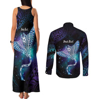 Polynesian Tala Manta Ray Couples Matching Tank Maxi Dress and Long Sleeve Button Shirt Nowhere You Could Go That I Won't Be With You LT7 - Polynesian Pride
