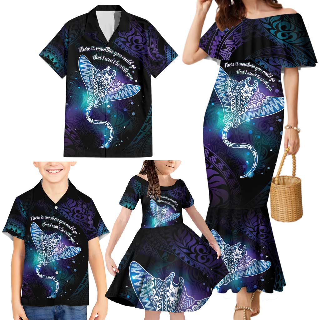 Polynesian Tala Manta Ray Family Matching Mermaid Dress and Hawaiian Shirt Nowhere You Could Go That I Won't Be With You LT7 - Polynesian Pride