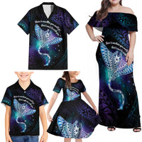 Polynesian Tala Manta Ray Family Matching Off Shoulder Maxi Dress and Hawaiian Shirt Nowhere You Could Go That I Won't Be With You - Polynesian Pride