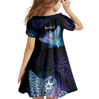Polynesian Tala Manta Ray Family Matching Off Shoulder Short Dress and Hawaiian Shirt Nowhere You Could Go That I Won't Be With You - Polynesian Pride