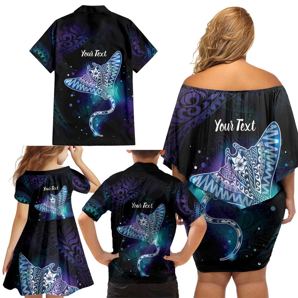 Polynesian Tala Manta Ray Family Matching Off Shoulder Short Dress and Hawaiian Shirt Nowhere You Could Go That I Won't Be With You - Polynesian Pride