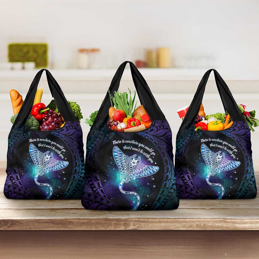 Polynesian Tala Manta Ray Grocery Bag Nowhere You Could Go That I Won't Be With You - Polynesian Pride