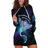 Polynesian Tala Manta Ray Hoodie Dress Nowhere You Could Go That I Won't Be With You LT7 Purple Teal - Polynesian Pride