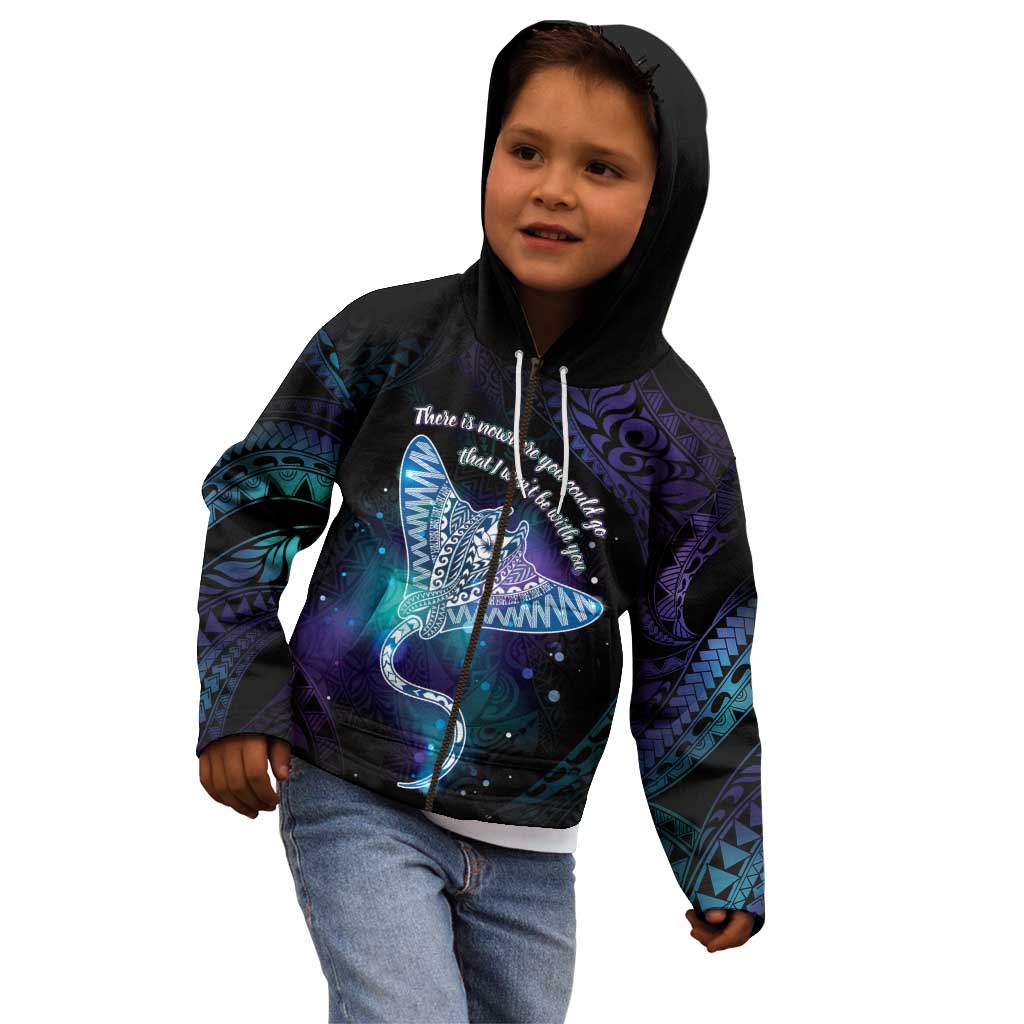 Polynesian Tala Manta Ray Kid Hoodie Nowhere You Could Go That I Won't Be With You - Polynesian Pride