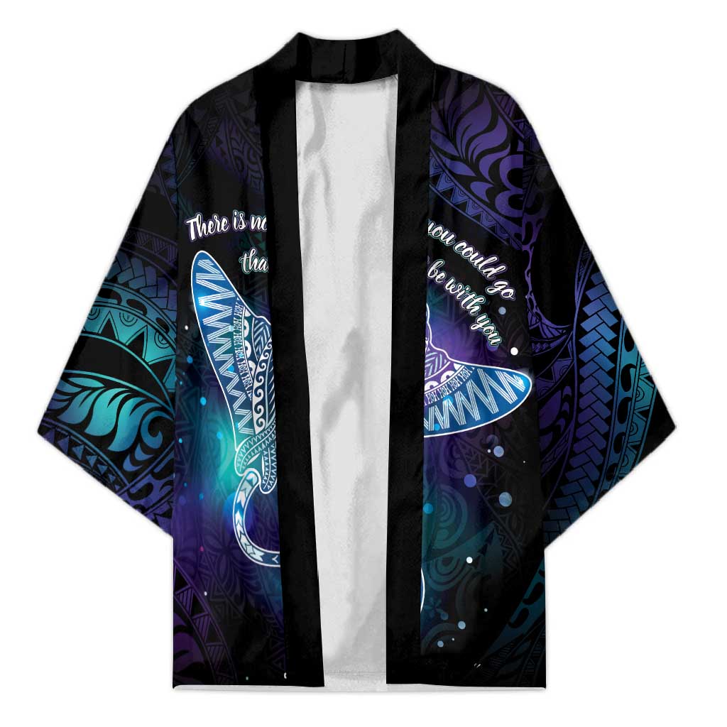 Polynesian Tala Manta Ray Kimono Nowhere You Could Go That I Won't Be With You LT7 Unisex Purple Teal - Polynesian Pride