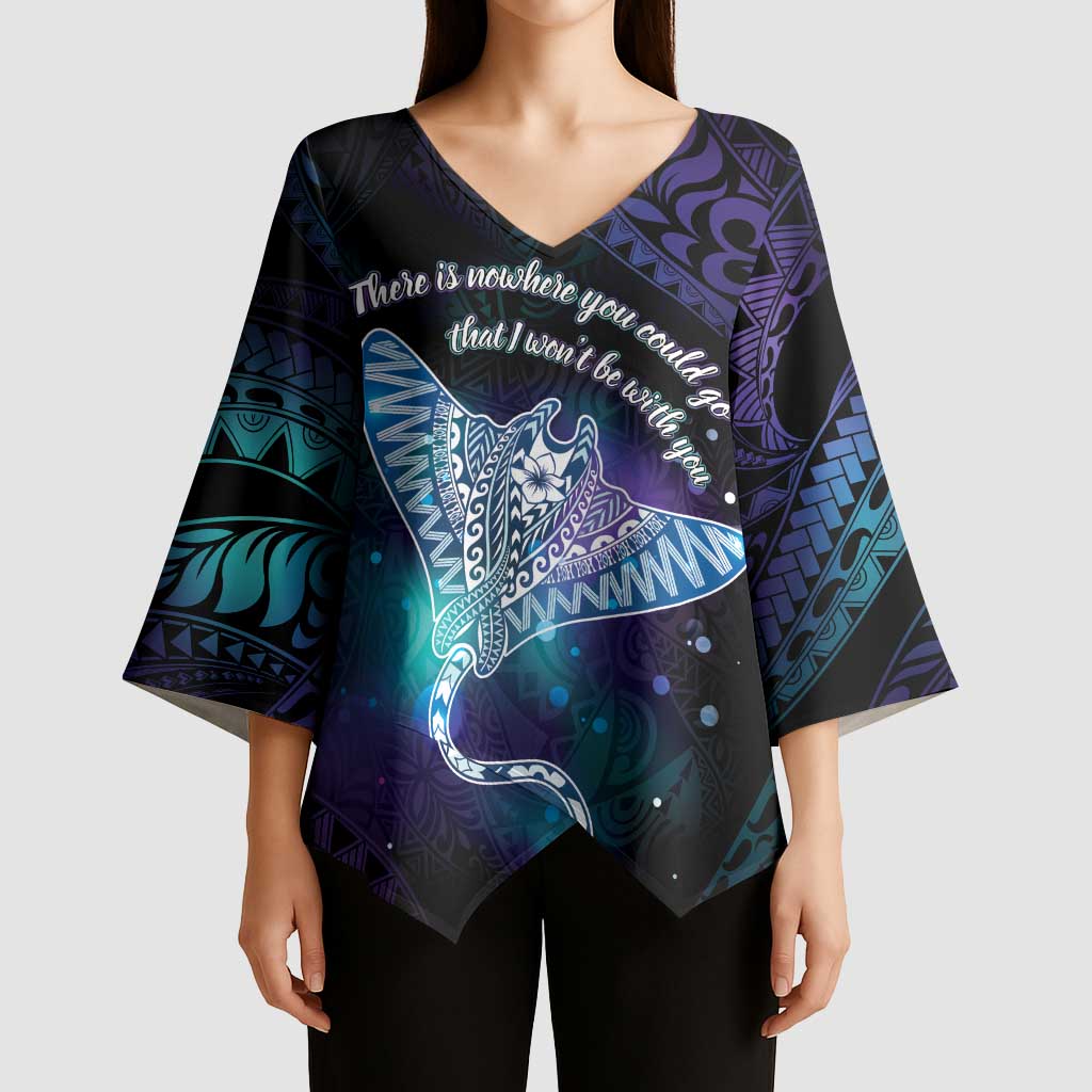Polynesian Tala Manta Ray Kimono Sleeve Blouse Nowhere You Could Go That I Won't Be With You - Polynesian Pride