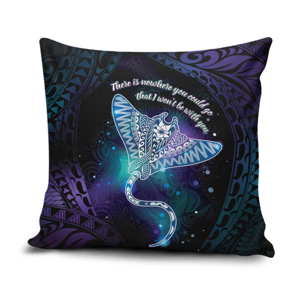 Polynesian Tala Manta Ray Pillow Cover Nowhere You Could Go That I Won't Be With You LT7 Purple Teal - Polynesian Pride