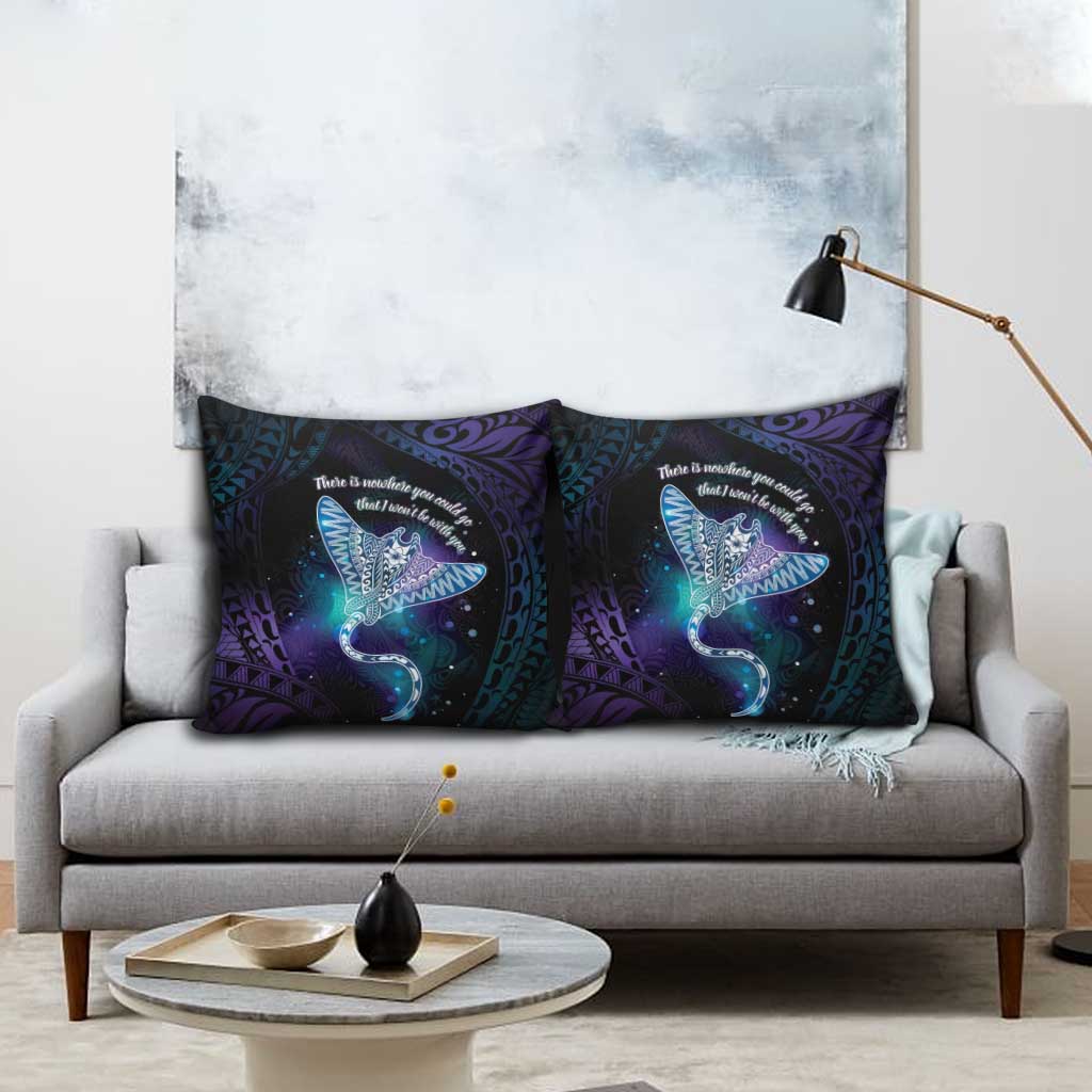 Polynesian Tala Manta Ray Pillow Cover Nowhere You Could Go That I Won't Be With You - Polynesian Pride