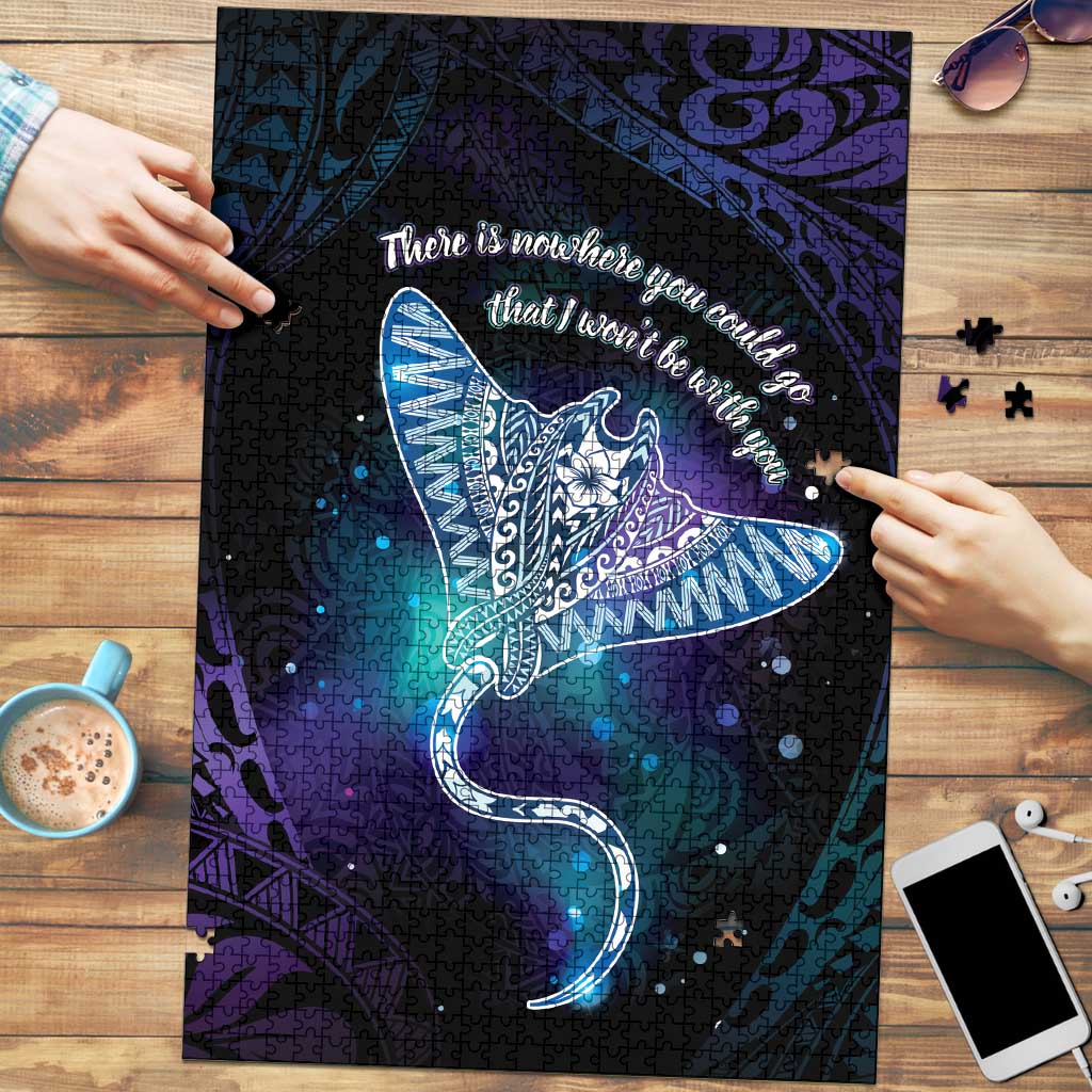 Polynesian Tala Manta Ray Puzzle Nowhere You Could Go That I Won't Be With You LT7 Purple Teal - Polynesian Pride