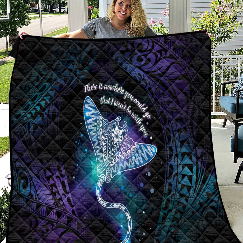 Polynesian Tala Manta Ray Quilt Nowhere You Could Go That I Won't Be With You LT7 Purple Teal - Polynesian Pride