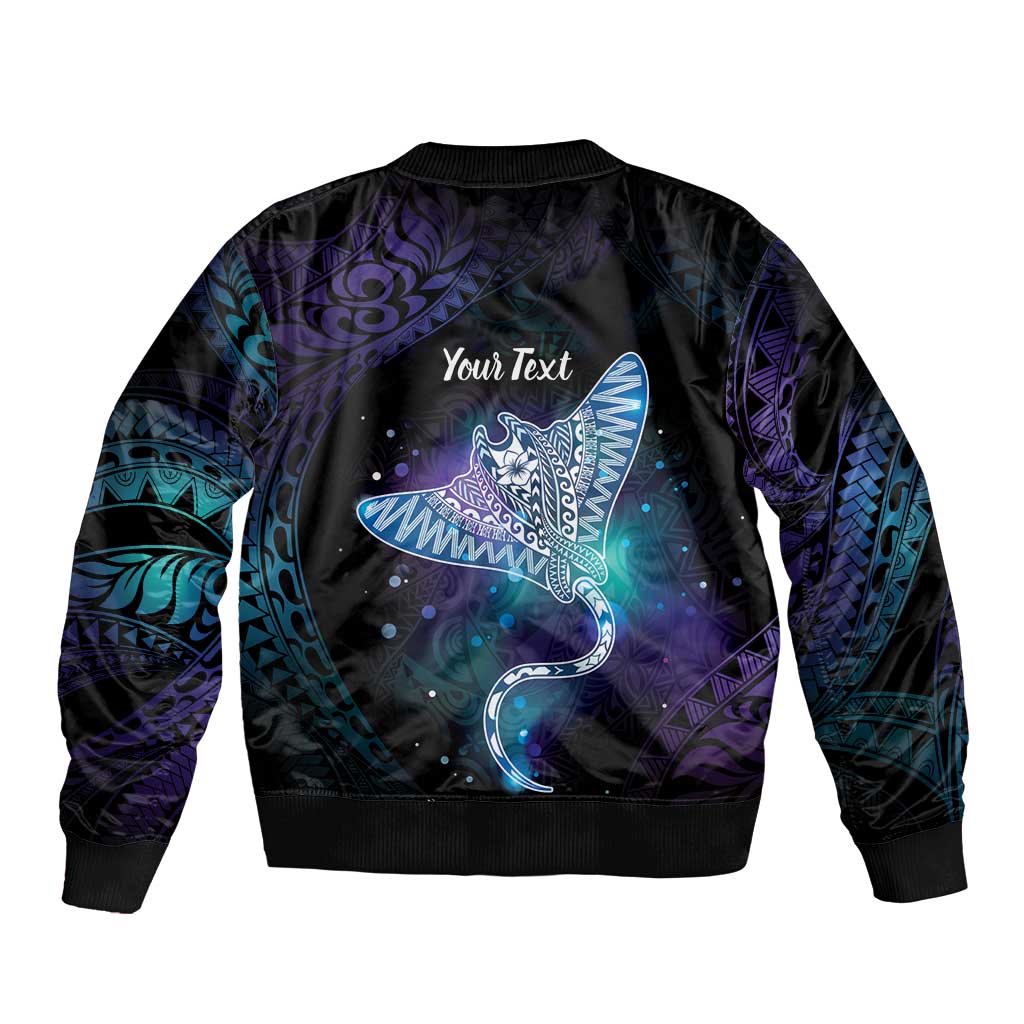 Polynesian Tala Manta Ray Sleeve Zip Bomber Jacket Nowhere You Could Go That I Won't Be With You - Polynesian Pride