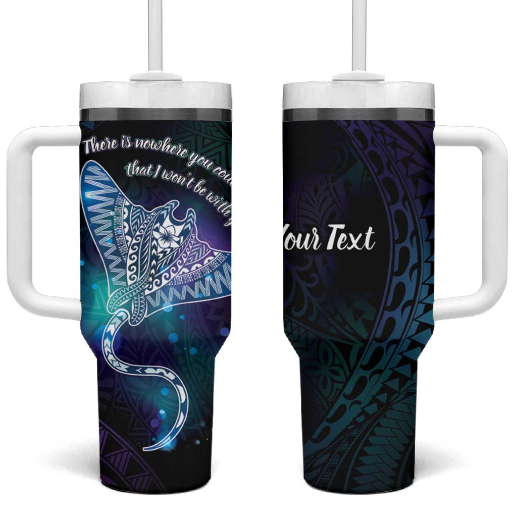 Polynesian Tala Manta Ray Tumbler With Handle Nowhere You Could Go That I Won't Be With You LT7 One Size: 40 oz Purple Teal - Polynesian Pride
