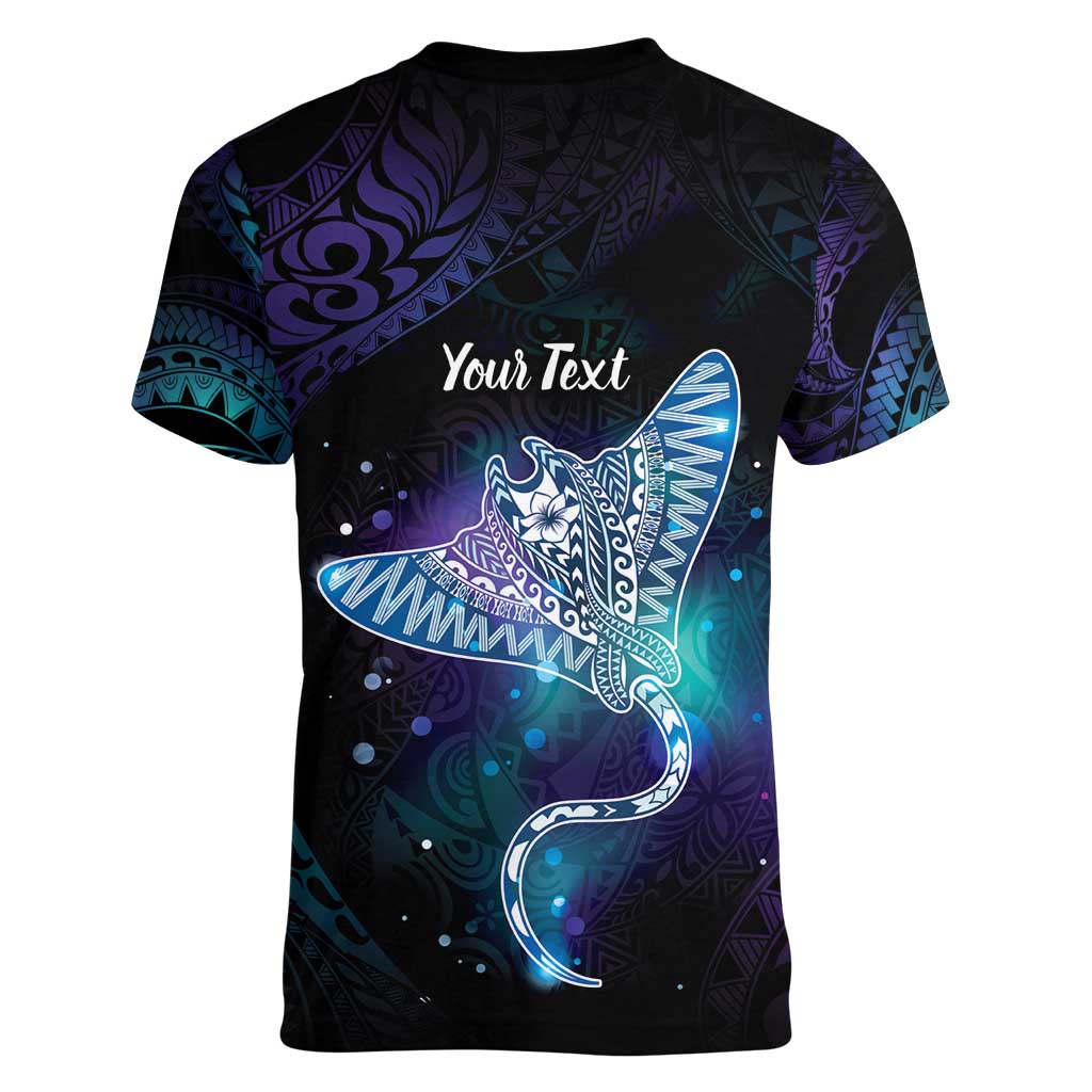 Polynesian Tala Manta Ray Women V-Neck T-Shirt Nowhere You Could Go That I Won't Be With You LT7 - Polynesian Pride