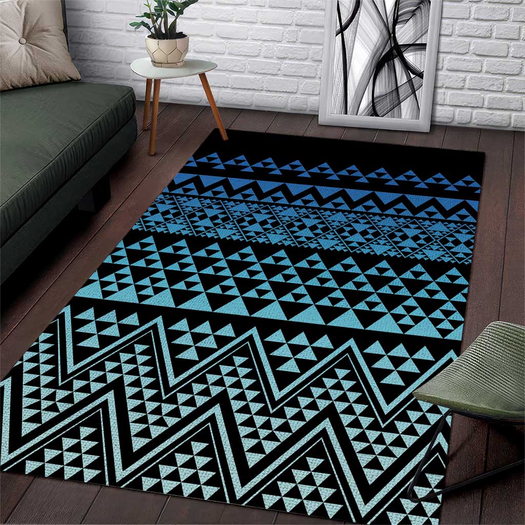 Maori Niho Taniwha Te Wheiao Area Rug Moana Blue LT7 Blue - Polynesian Pride