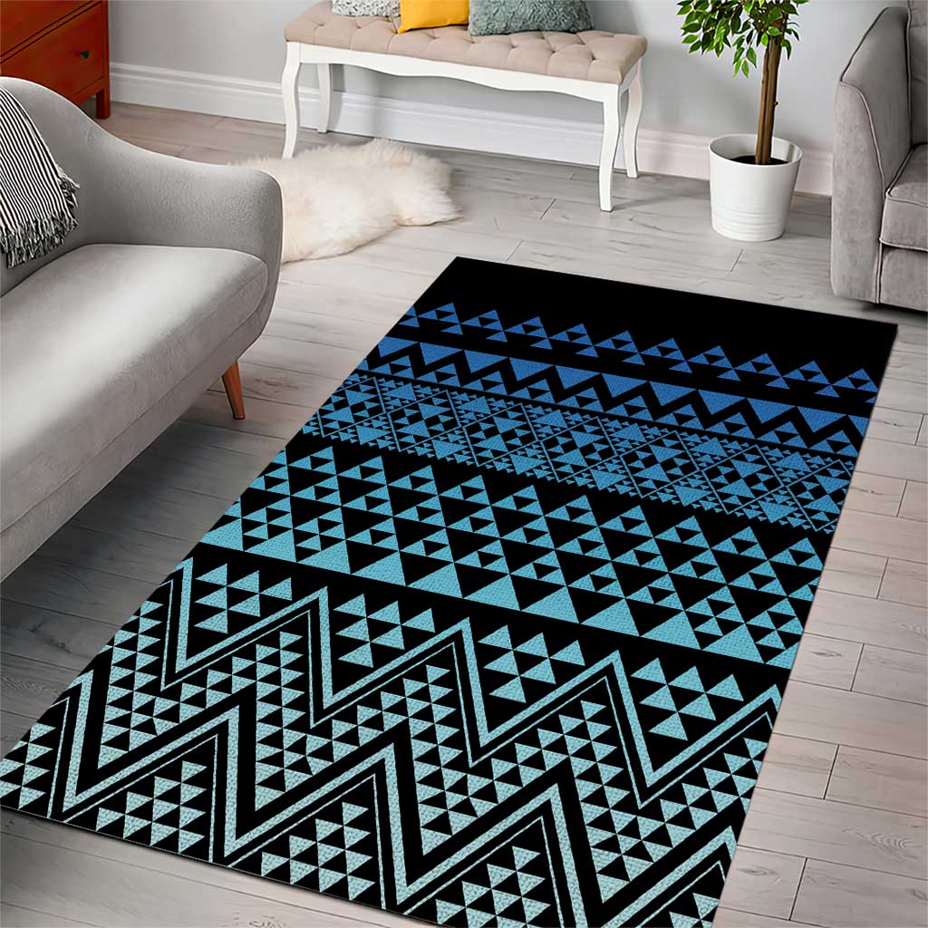 Maori Niho Taniwha Te Wheiao Area Rug Moana Blue LT7 - Polynesian Pride