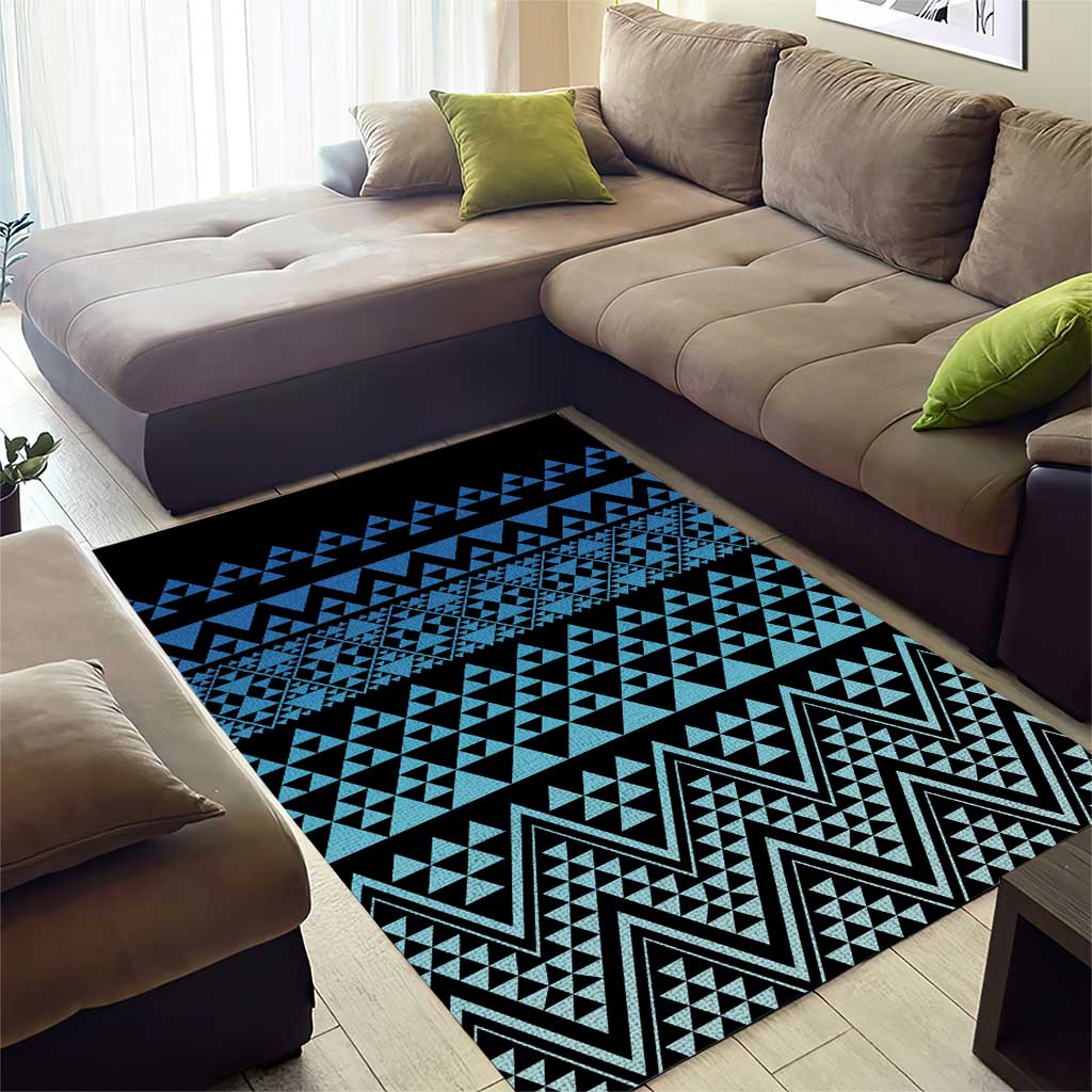 Maori Niho Taniwha Te Wheiao Area Rug Moana Blue LT7 - Polynesian Pride