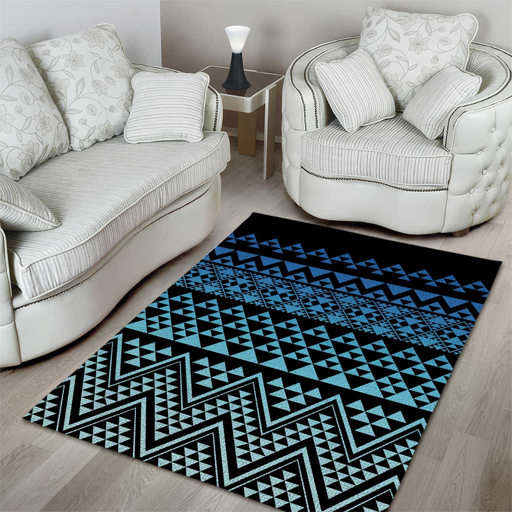 Maori Niho Taniwha Te Wheiao Area Rug Moana Blue LT7 - Polynesian Pride