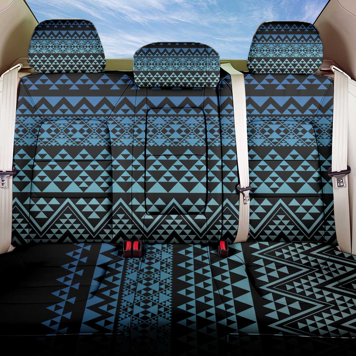 Maori Niho Taniwha Te Wheiao Back Car Seat Cover Moana Blue - Polynesian Pride