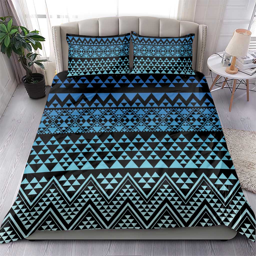 Maori Niho Taniwha Te Wheiao Bedding Set Moana Blue - Polynesian Pride