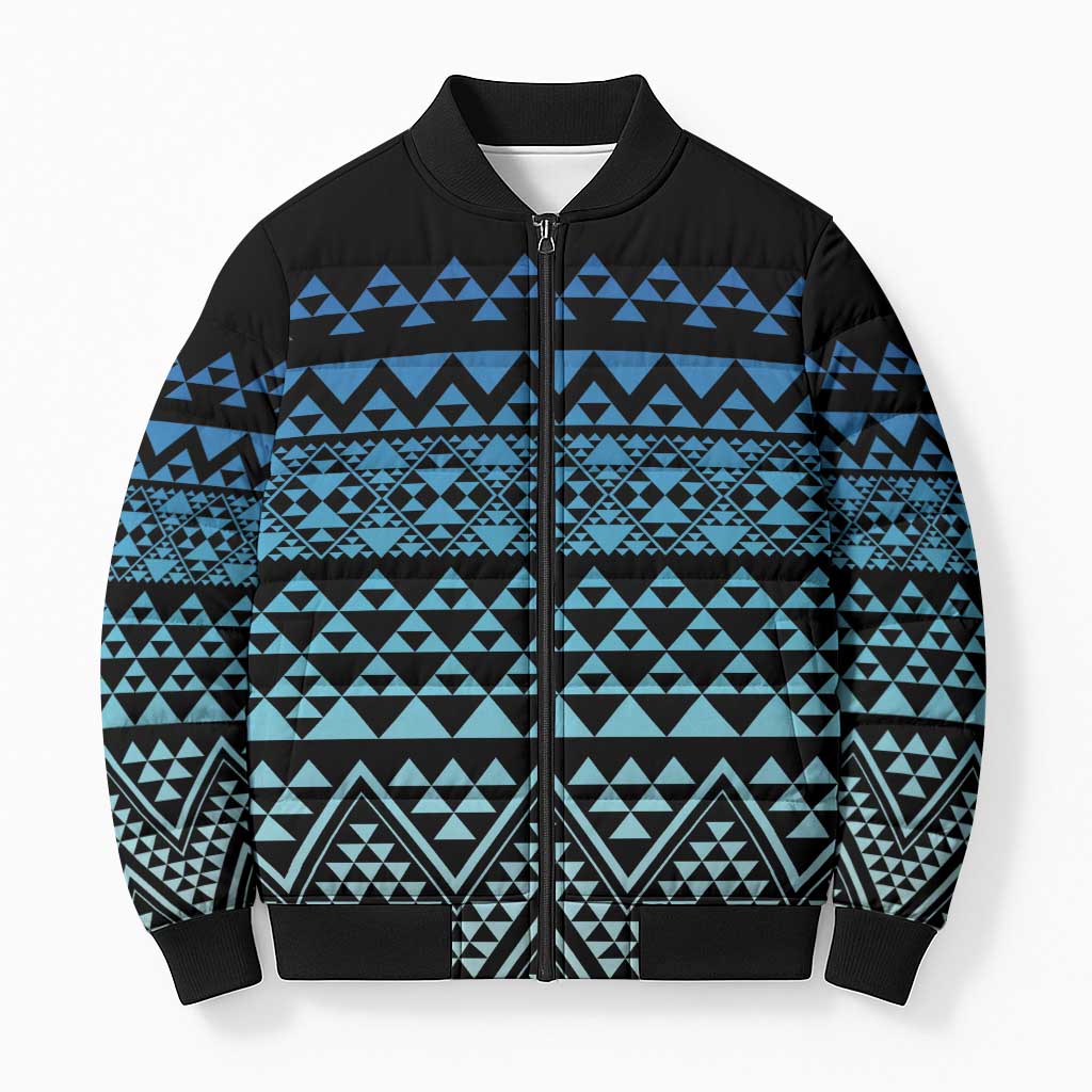 Maori Niho Taniwha Te Wheiao Bomber Puffer Jacket Moana Blue - Polynesian Pride