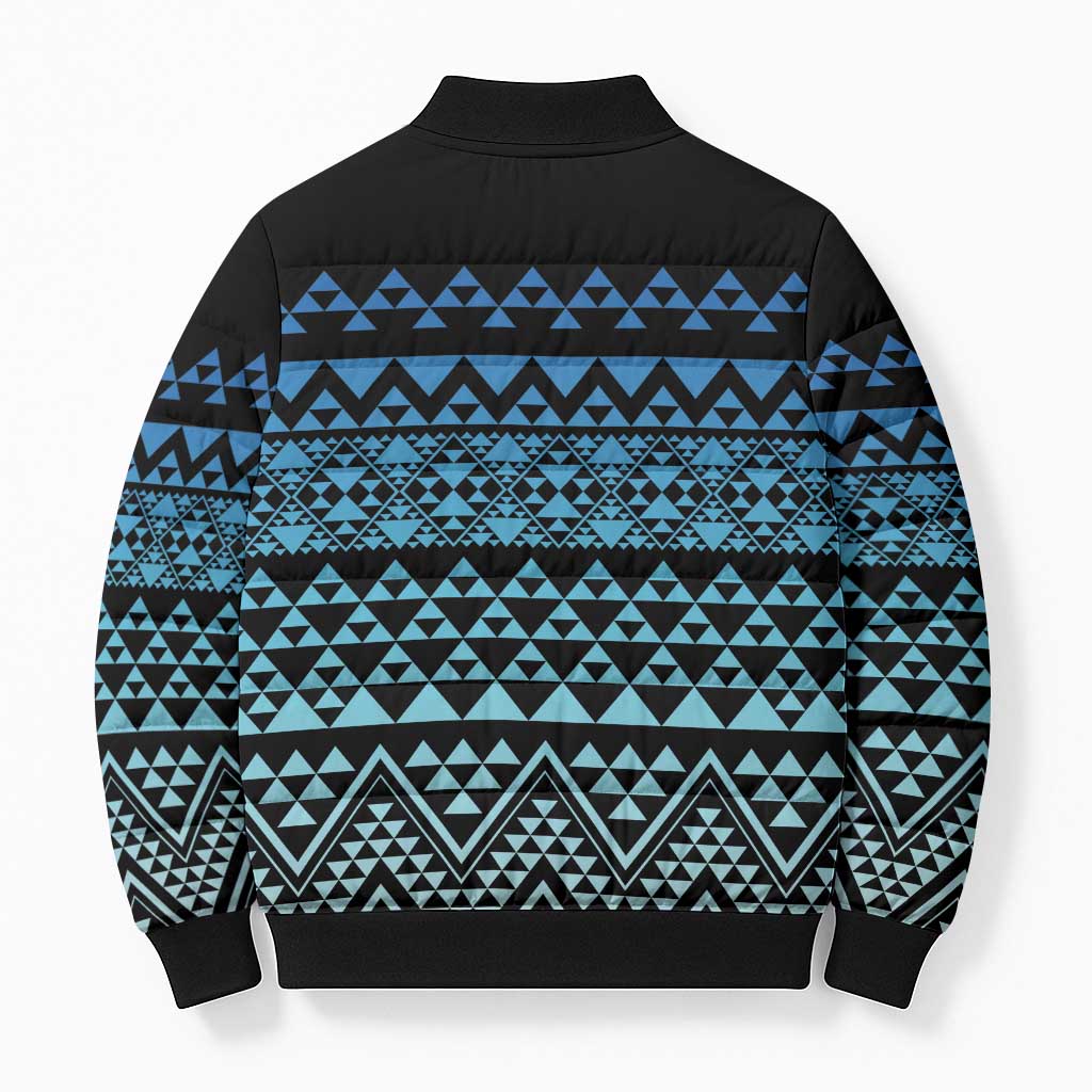 Maori Niho Taniwha Te Wheiao Bomber Puffer Jacket Moana Blue - Polynesian Pride