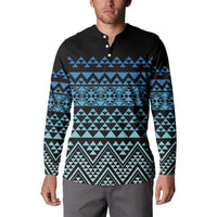 Maori Niho Taniwha Te Wheiao Button Sweatshirt Moana Blue - Polynesian Pride