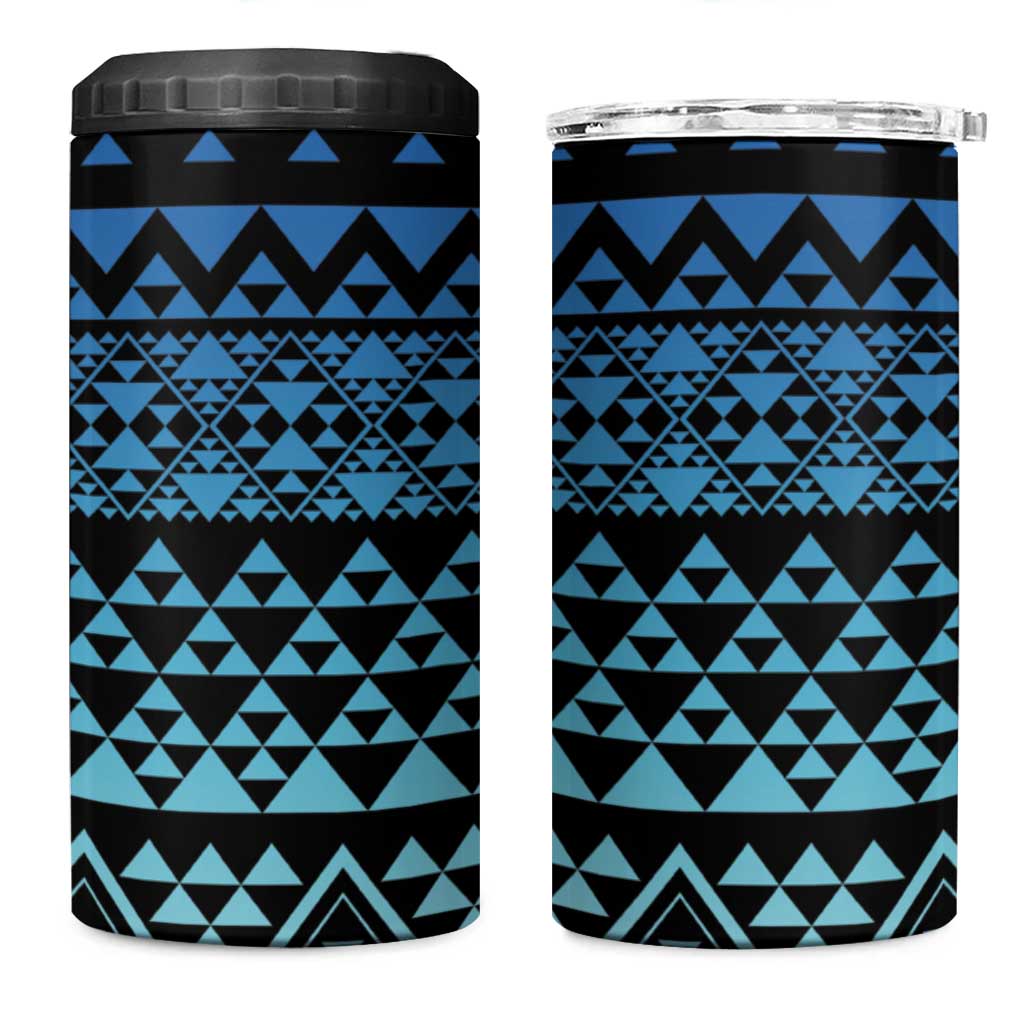 Maori Niho Taniwha Te Wheiao 4 in 1 Can Cooler Tumbler Moana Blue - Polynesian Pride