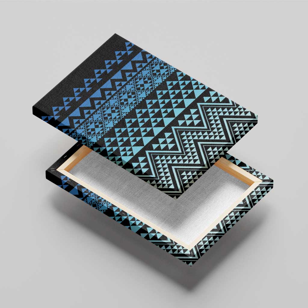 Maori Niho Taniwha Te Wheiao Canvas Wall Art Moana Blue - Polynesian Pride