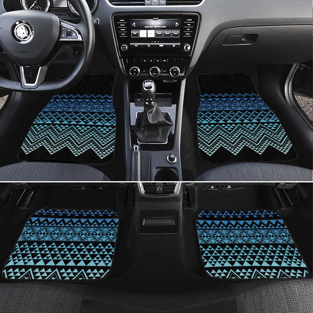 Maori Niho Taniwha Te Wheiao Car Mats Moana Blue LT7 Set 4pcs Blue - Polynesian Pride