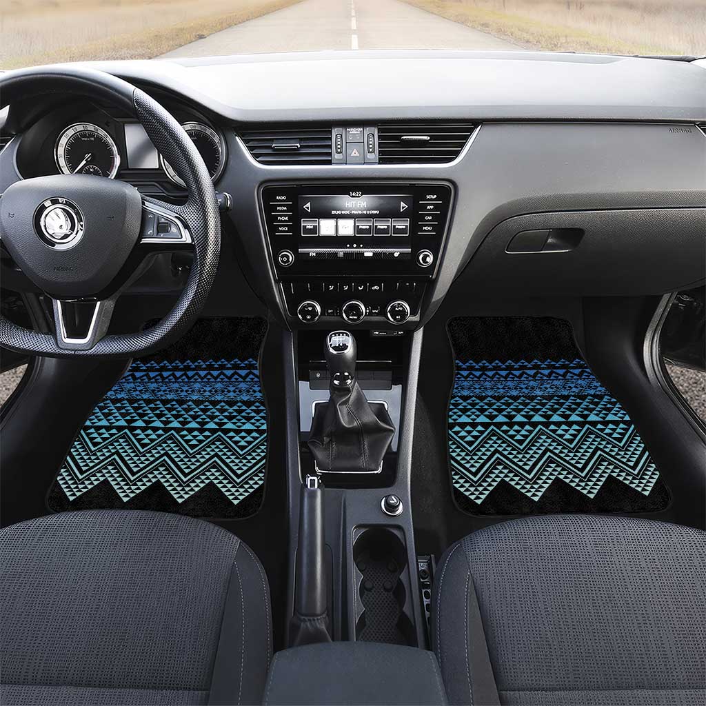 Maori Niho Taniwha Te Wheiao Car Mats Moana Blue LT7 Set 2pcs - Front Blue - Polynesian Pride