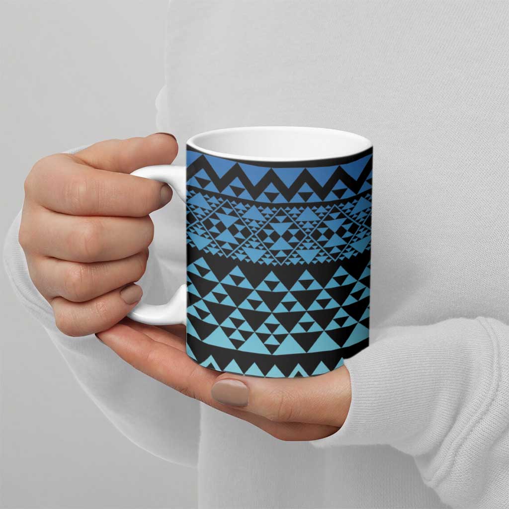 Maori Niho Taniwha Te Wheiao Ceramic Mug Moana Blue - Polynesian Pride