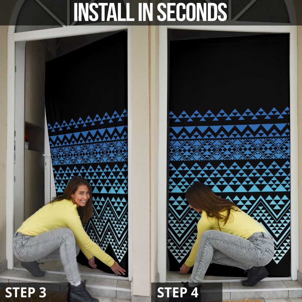 Maori Niho Taniwha Te Wheiao Door Cover Moana Blue - Polynesian Pride