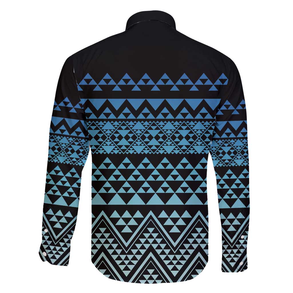 Maori Niho Taniwha Te Wheiao Family Matching Long Sleeve Bodycon Dress and Hawaiian Shirt Moana Blue - Polynesian Pride