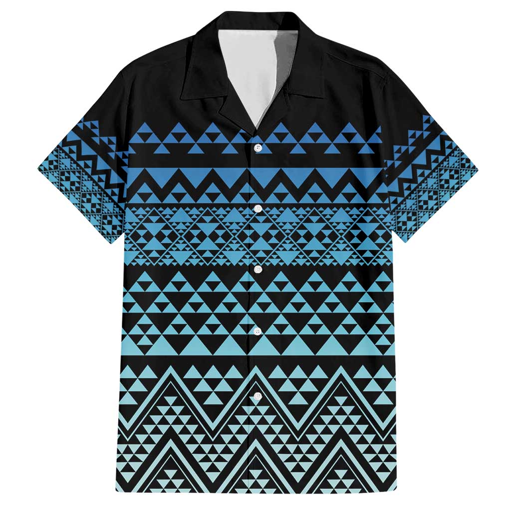 Maori Niho Taniwha Te Wheiao Family Matching Short Sleeve Bodycon Dress and Hawaiian Shirt Moana Blue - Polynesian Pride