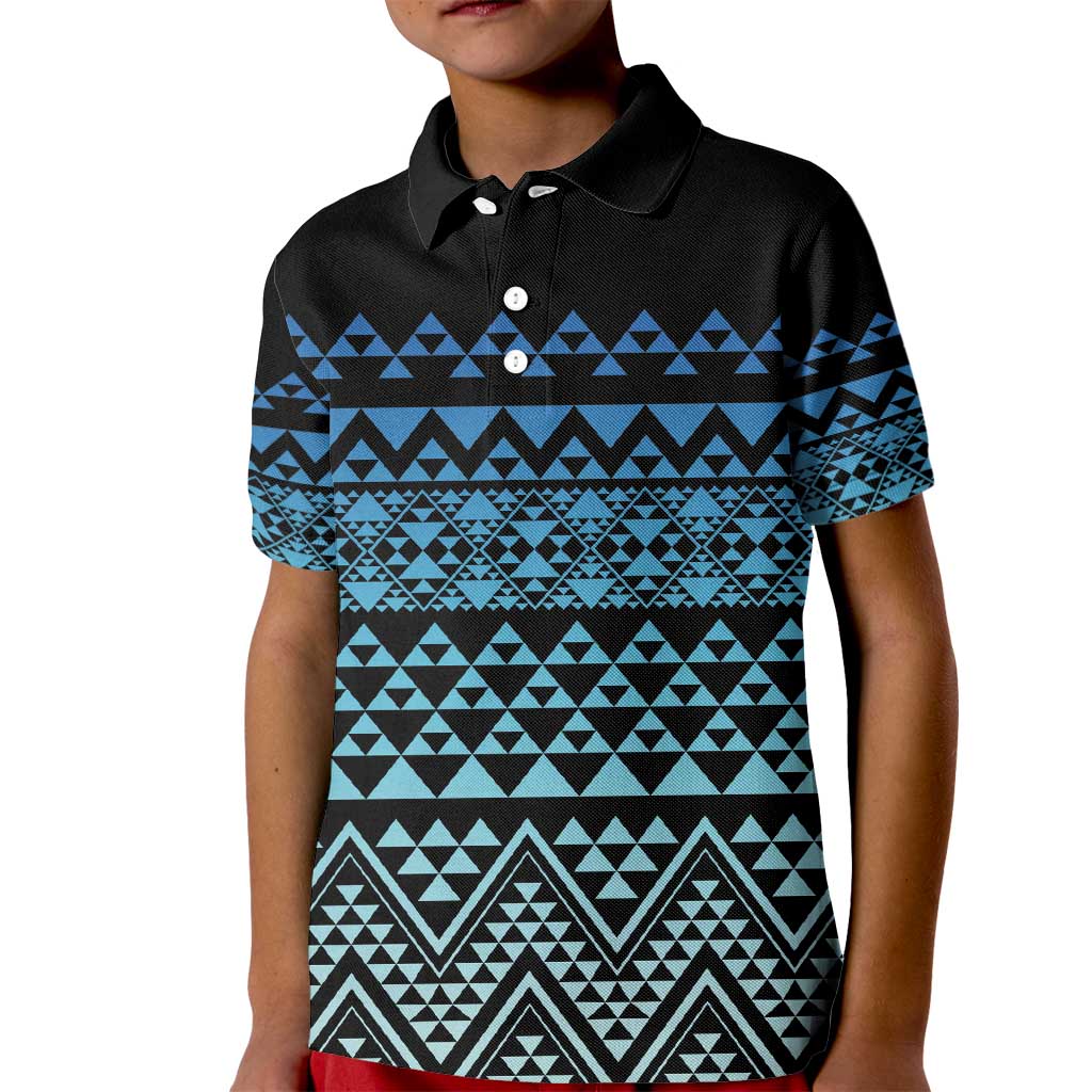 Maori Niho Taniwha Te Wheiao Kid Polo Shirt Moana Blue - Polynesian Pride