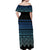 Maori Niho Taniwha Te Wheiao Off Shoulder Maxi Dress Moana Blue - Polynesian Pride