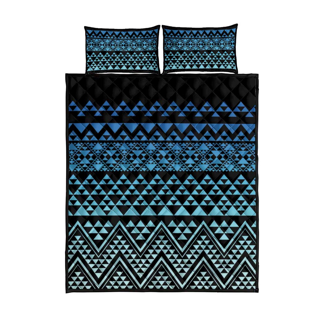 Maori Niho Taniwha Te Wheiao Quilt Bed Set Moana Blue - Polynesian Pride